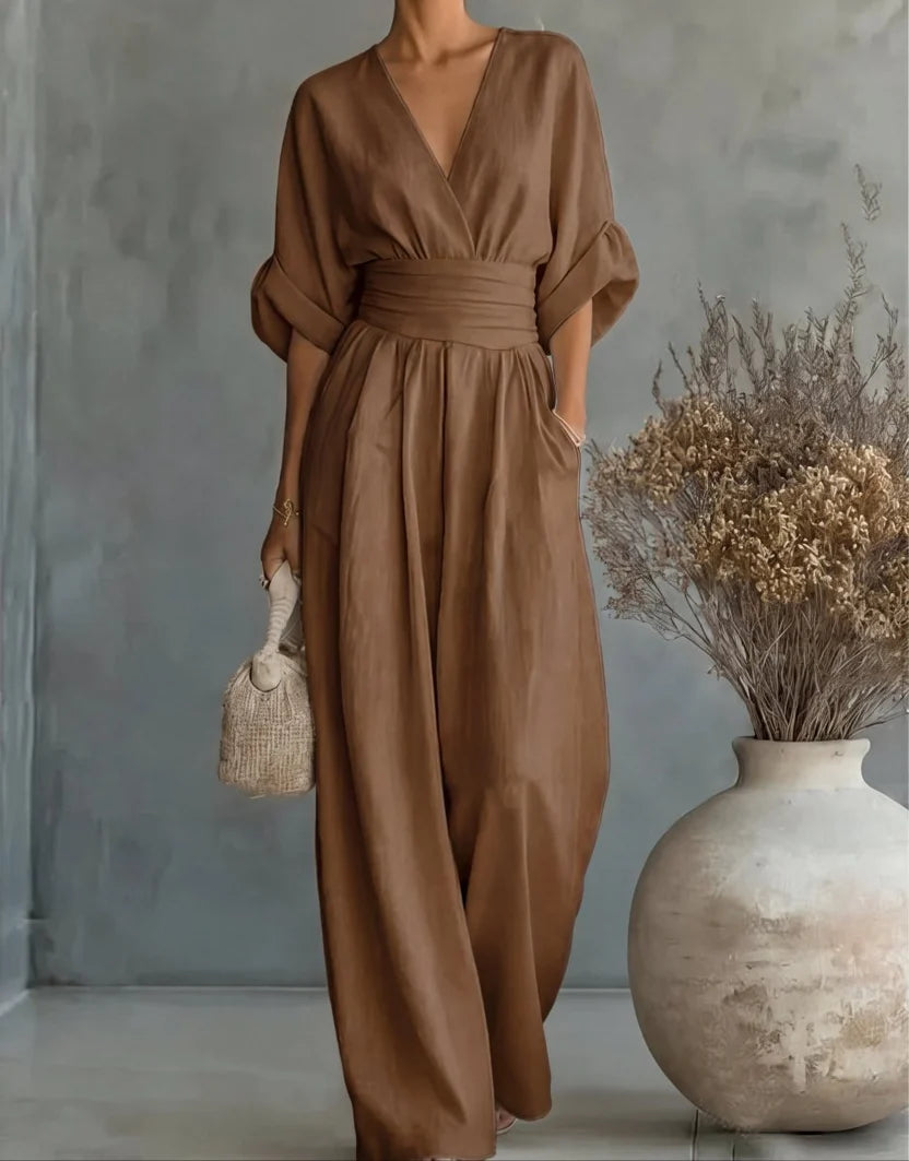 Valentina | mono elegante con escote en V y manga ancha