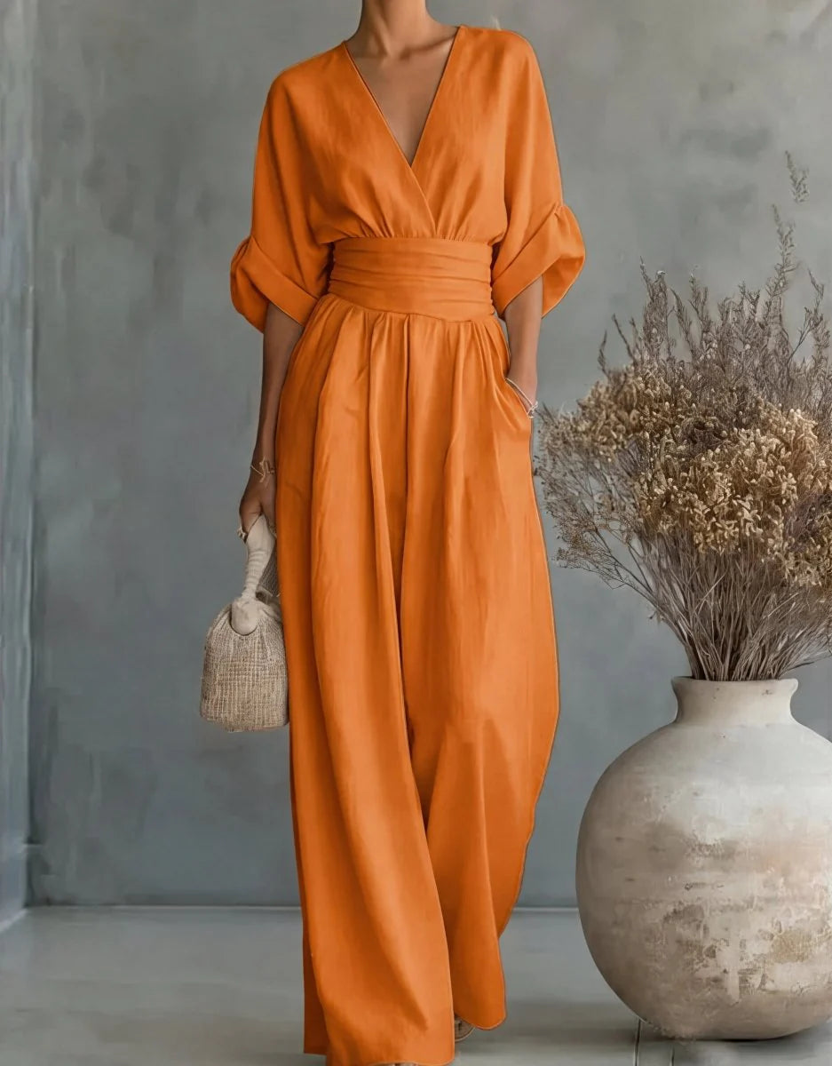 Valentina | mono elegante con escote en V y manga ancha