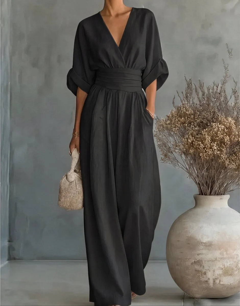Valentina | mono elegante con escote en V y manga ancha
