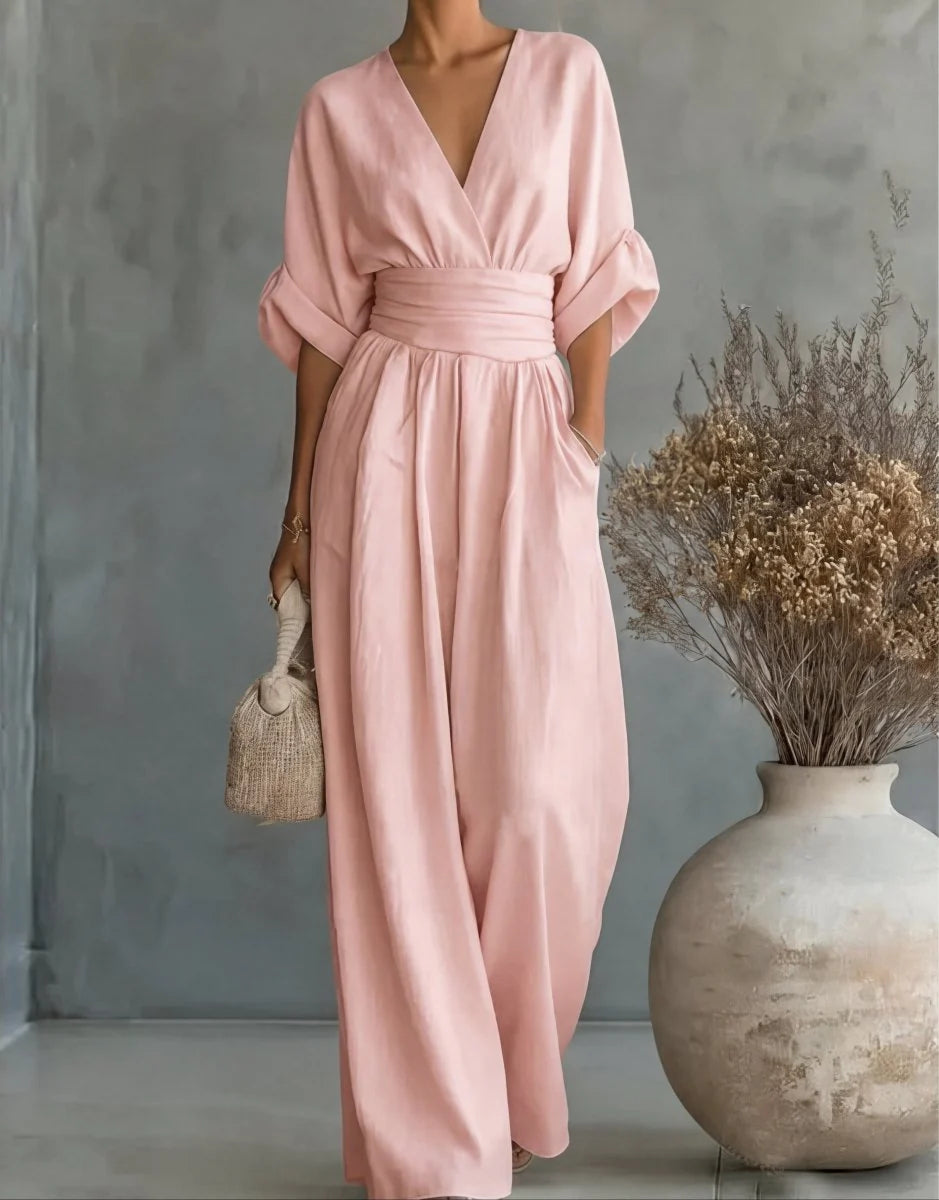 Valentina | mono elegante con escote en V y manga ancha