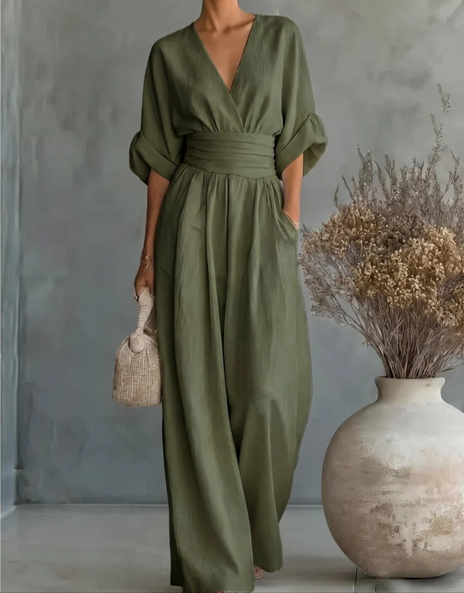 Valentina | mono elegante con escote en V y manga ancha