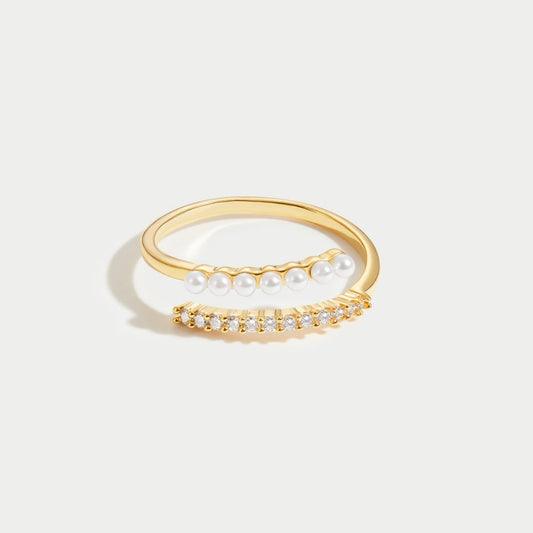 Anillo Leire envolvente con perla y cristal